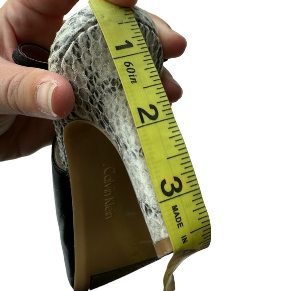 Calvin Klein Giny Black Snakeskin Peep Toe Slingback Heels - Picture 7 of 12